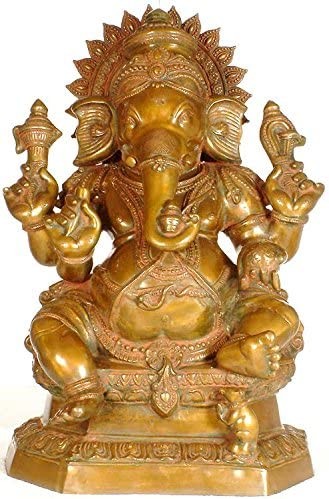 30" Large Ganesha Handmade Brass Sculpture for Home Decor