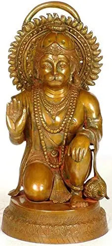 20" Hanuman in Abhaya Mudra Brass Statue Handmade