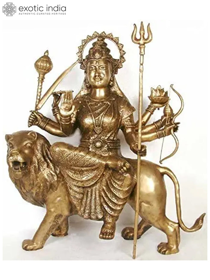 33" Large Mother Goddess Durga Idol in Brass | Handmade | Made in India