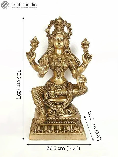 29" Large Goddess Lakshmi Brass Statue | Handmade | Made in India