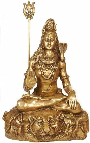 33" Large Brass Lord Shiva Handmade Statue for Home Pooja