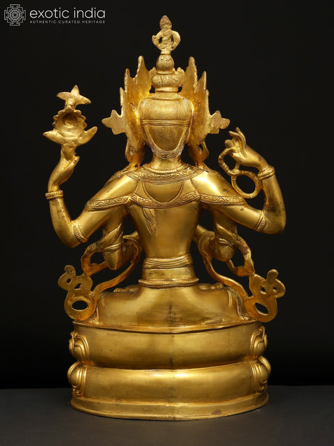 14” Chenrezig Statue the Tibetan Buddhist Deity in Brass | Handmade | Made in India