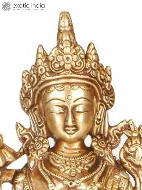 White Tara Brass Statue Ð Tibetan Buddhist Deity of Compassion & Longevity | Handmade in India