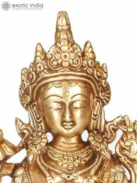 White Tara Brass Statue – Tibetan Buddhist Deity of Compassion & Longevity | Handmade in India