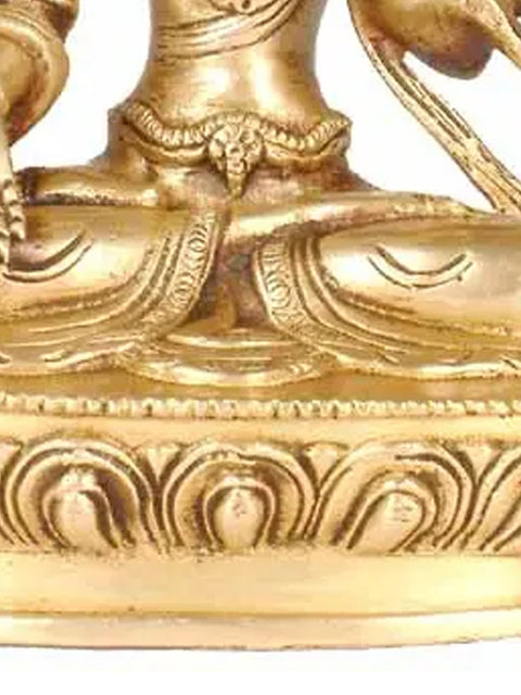 White Tara Brass Statue – Tibetan Buddhist Deity of Compassion & Longevity | Handmade in India