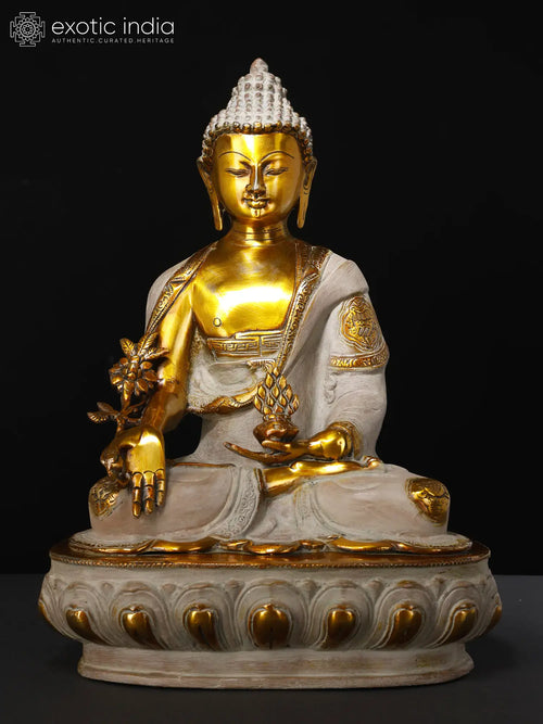 19" Tibetan Buddhist Healing Deity Brass Statue Handmade