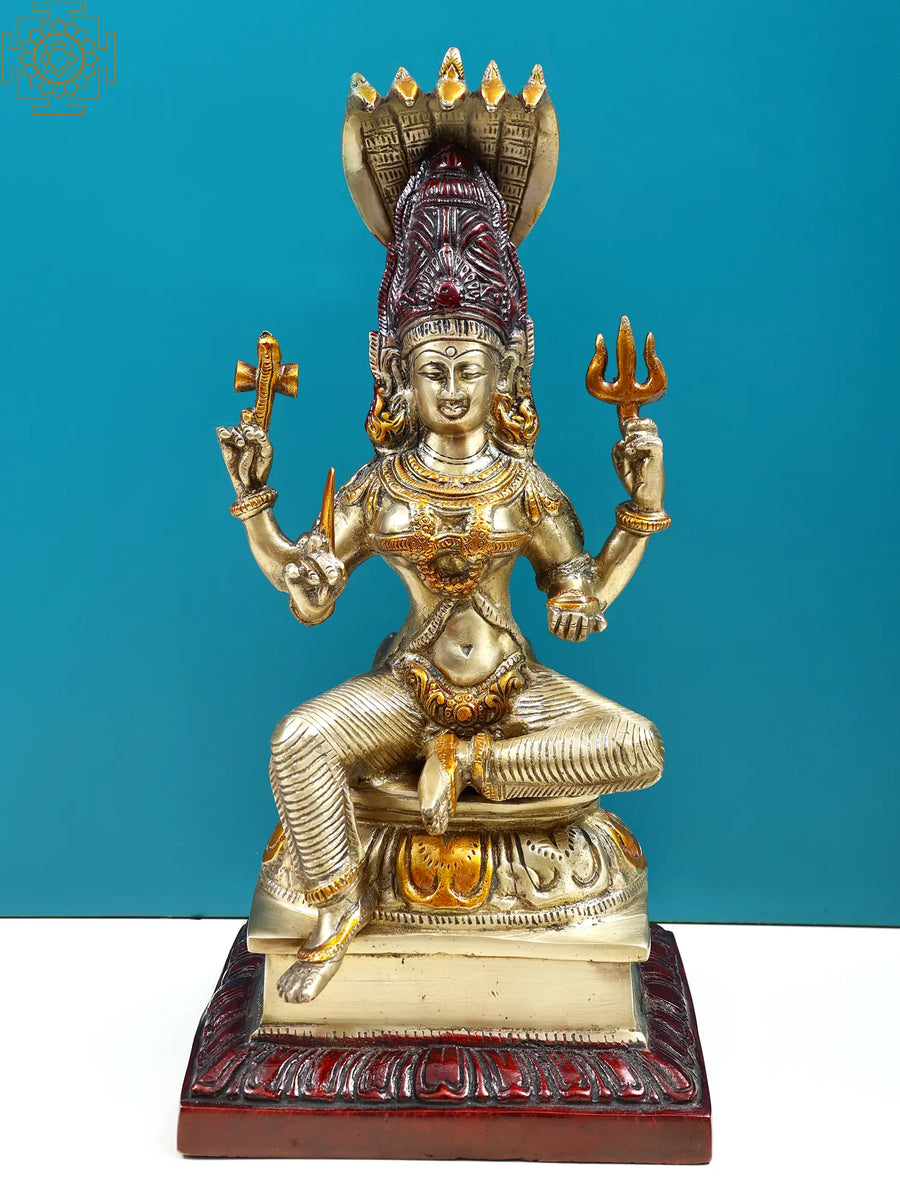 15" Goddess Mariamman Brass Statue Handmade