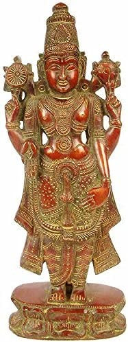15" Two-Sided Vishnu Handmade Brass Idol