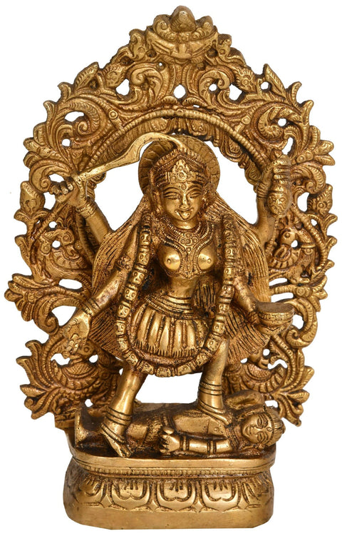 7" Goddess Kali Sculpture in Brass | Handmade | Made in India