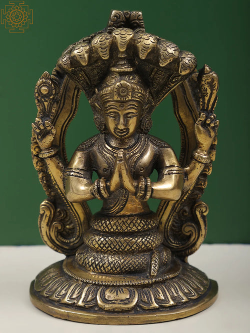 7" Patanjali Brass Statue for Yoga and Spiritual Home Decor