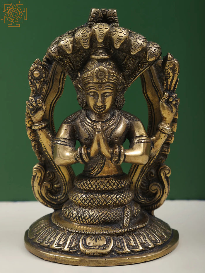 7" Elegant Patanjali Brass Sculpture | Masterpiece of Indian Craft | Spiritual & Yoga Decor