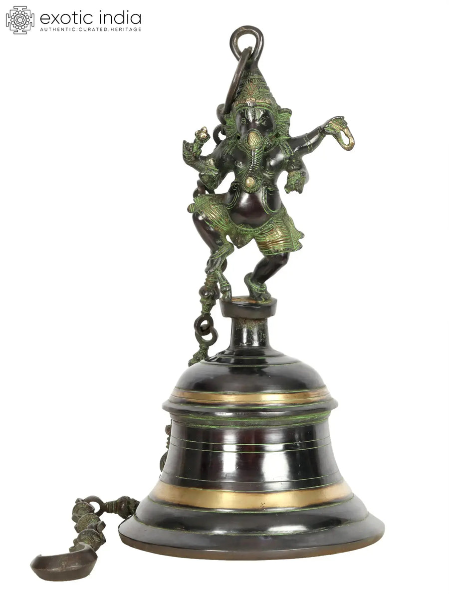 20" Large Brass Ganesha Bell Statue Handmade