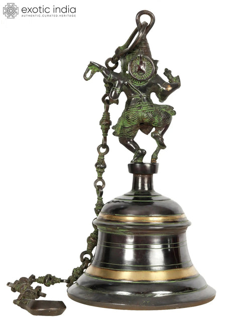 20" Large Size Auspicious Ganesha-Bell In Brass | Handmade | Made In India