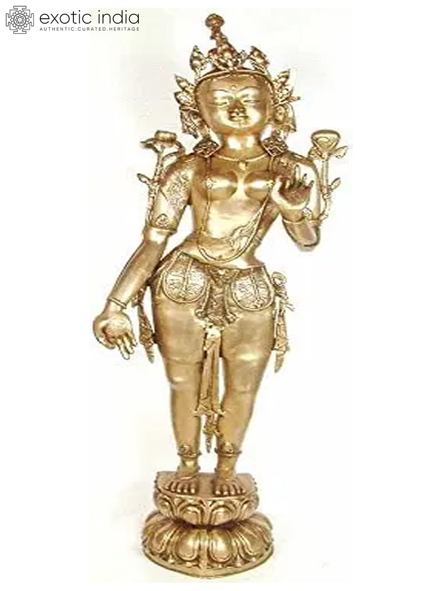 52" Large Brass Goddess Tara Handmade Sculpture for Altar