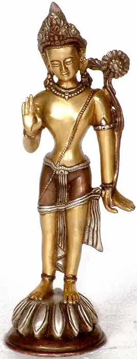 10" Padampani Avalokiteshvara Handmade Brass Buddhist Statue