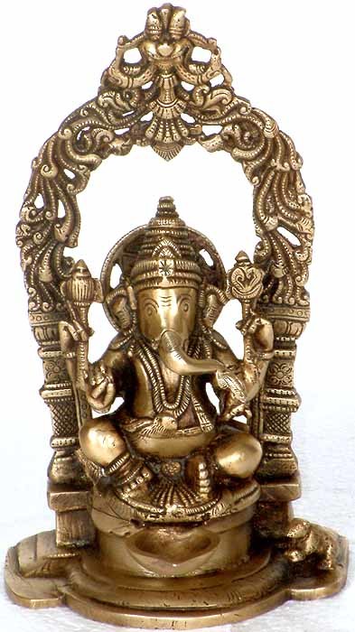9" Handmade Lord Ganesha Brass Statue for Pooja
