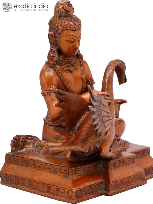 9" Lord Buddha with Swan Brass Statue for Pooja