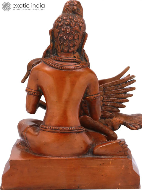 9" Lord Buddha with Swan Brass Statue | Handmade in India | Tranquil Spiritual Art