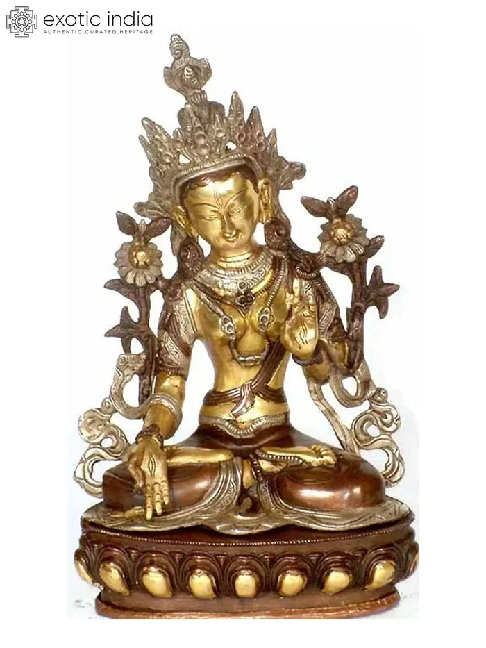 12" White Tara Tibetan Buddhist Brass Statue Handmade