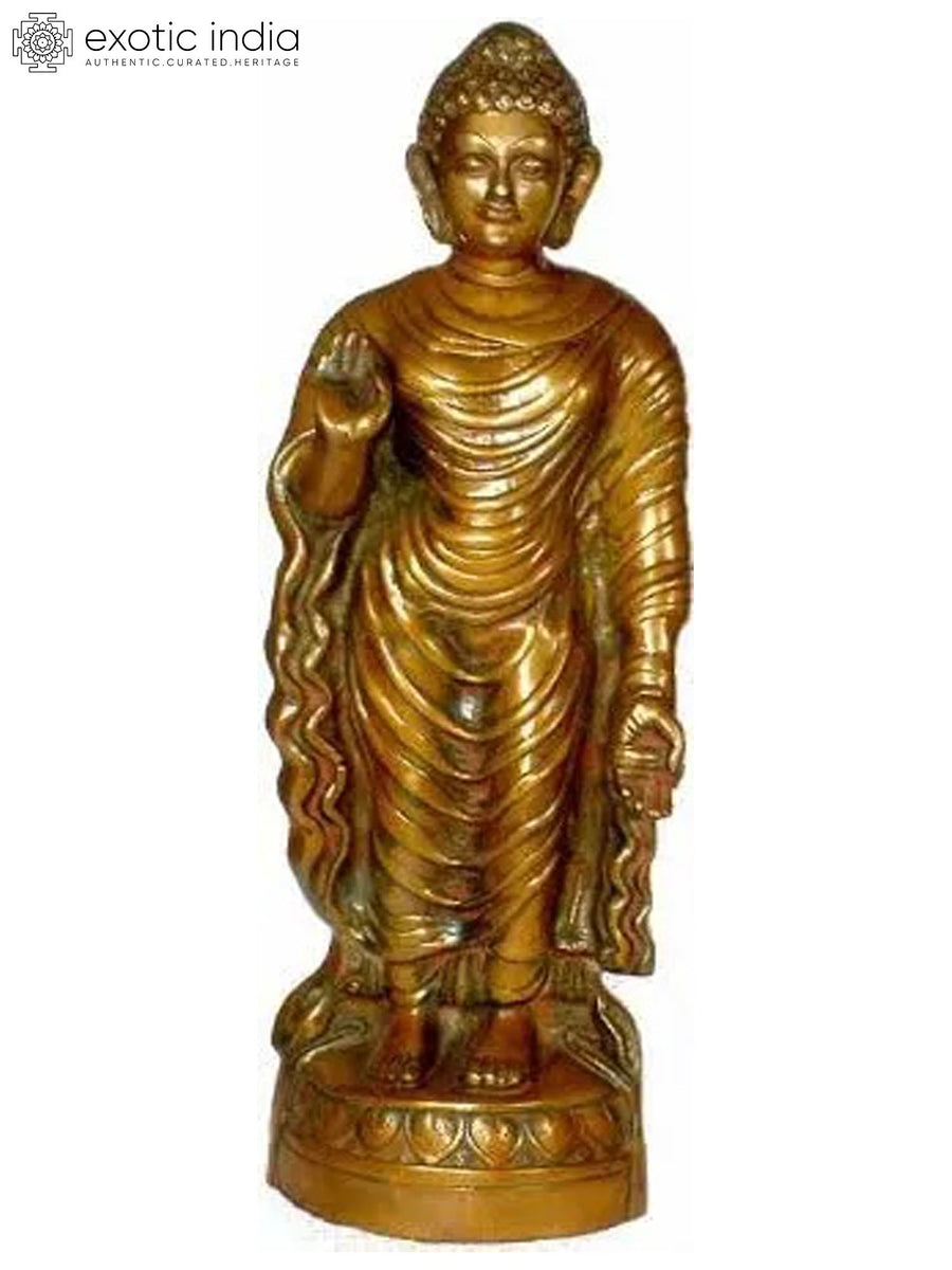 24" Lord Buddha Handmade Brass Statue for Meditation and Home Decor