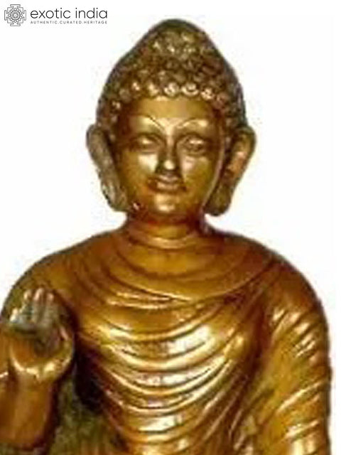 24" Lord Buddha Brass Figurine | Handmade in India | Symbol of Peace & Enlightenment