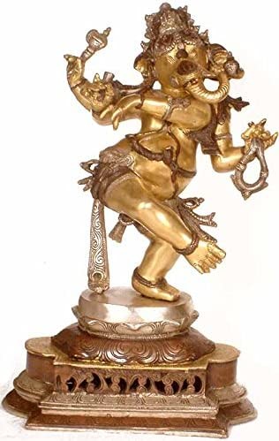 24" Dancing Ganesha Brass Statue Handmade Home Decor