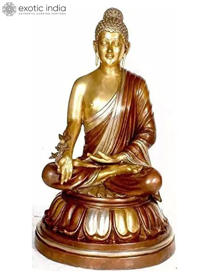 24" Tibetan Buddhist Deity Medicine Buddha In Brass | Handmade | Made In India