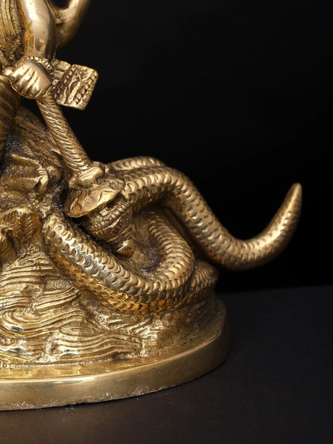 8" Brass Lord Vishnu Statue on Sheshanaga