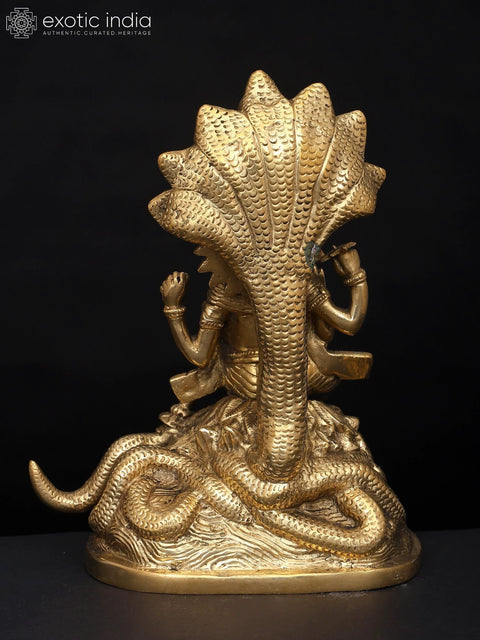 8" Brass Lord Vishnu Statue on Sheshanaga