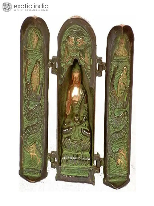 7" Tibetan Buddhist Folding Brass Temple Statue for Pooja