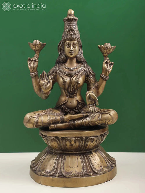 25" Handmade Goddess Lakshmi Padmavati Brass Statue