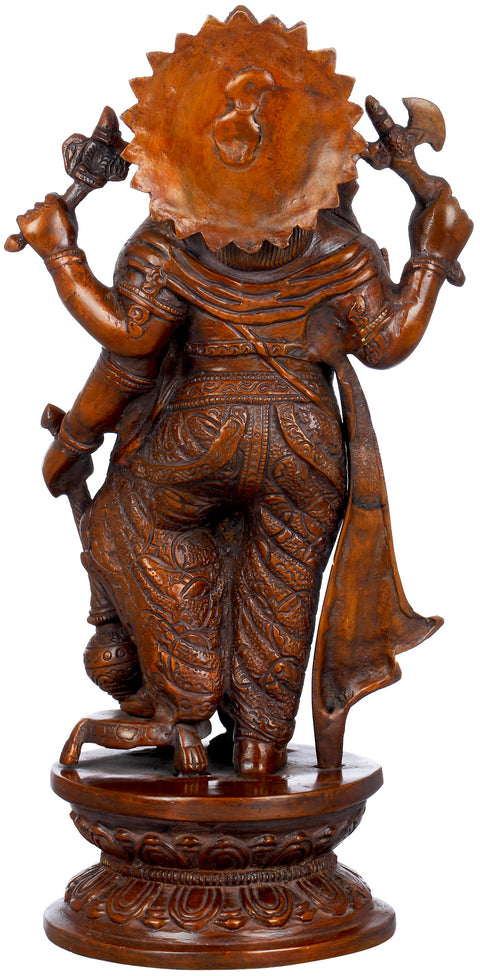 12" Standing Ganesha with Mace In Brass | Handmade | Made In India