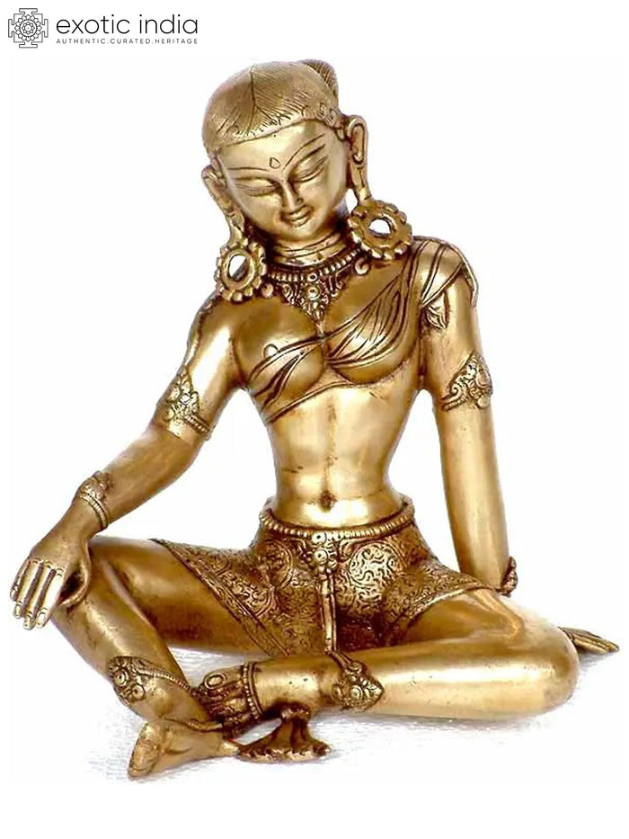 8" Goddess Green Tara Brass Idol | Handmade Tibetan Buddhist Deity Statue