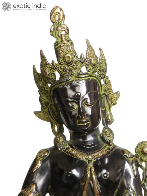 30" Large Namaste Tara Tibetan Buddhist Deity Brass Statue | Made in India