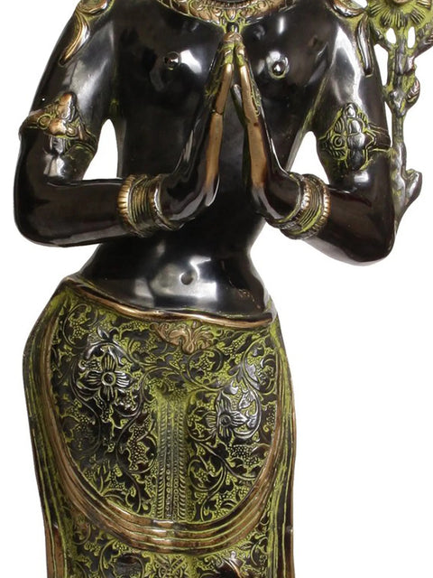 30" Large Namaste Tara Tibetan Buddhist Deity Brass Statue | Made in India