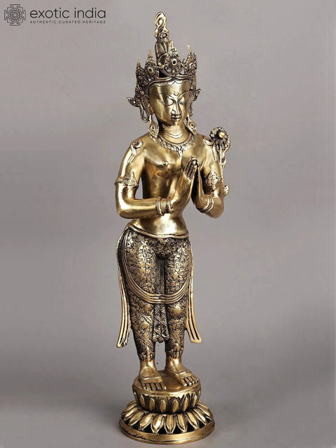 30" Large Size Namaste Tara Tibetan Buddhist Deity Brass Statue | Made in India