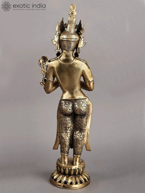 30" Large Size Namaste Tara Tibetan Buddhist Deity Brass Statue | Made in India