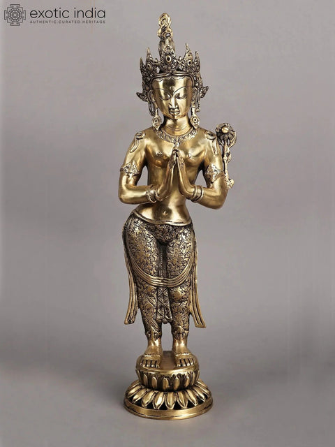 30" Large Size Namaste Tara Tibetan Buddhist Deity Brass Statue | Made in India