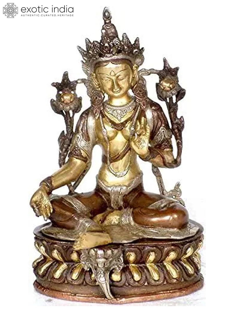 12" Green Tara Handmade Brass Idol for Home Pooja