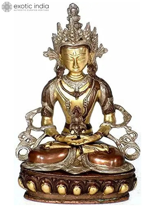 12" Handmade Brass Amitabha Buddha Statue for Pooja