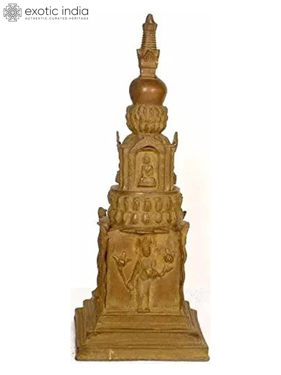 21" Tibetan Buddhist Stupa Brass Statue Handmade