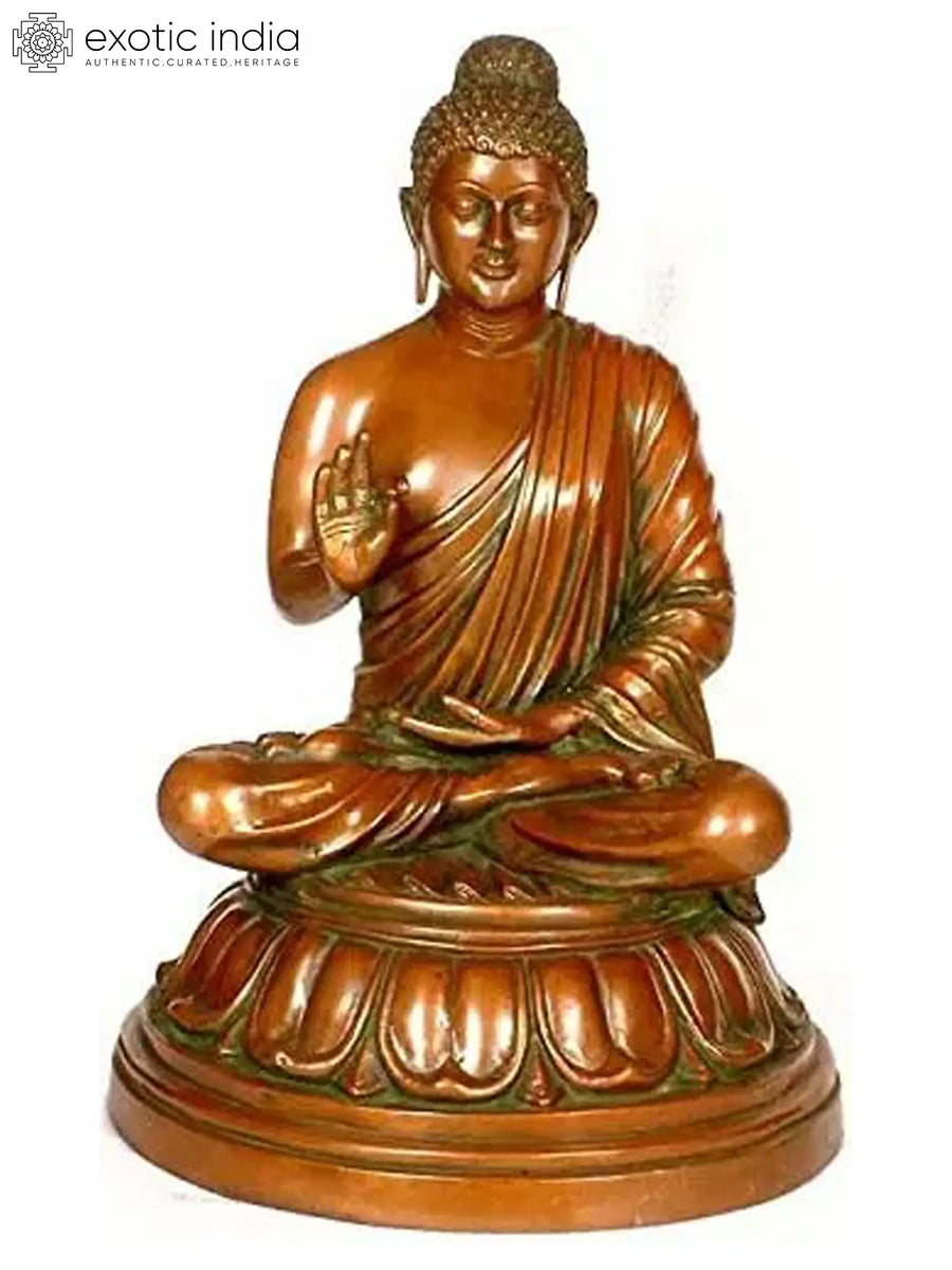 22" Handmade Blessing Buddha Brass Statue