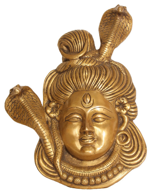 15" Lord Shiva Handmade Brass Wall Hanging Statue