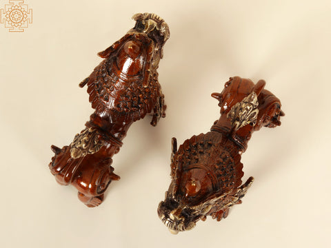 7" Brass Temple Lions (Pair)