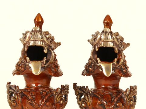 7" Brass Temple Lions (Pair)