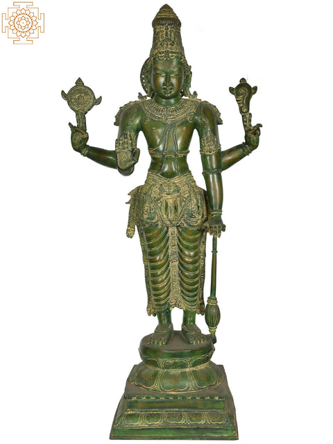 37" Large Lord Vishnu Statue in Brass | Handmade | Made in India