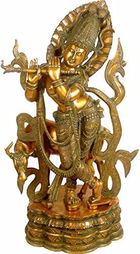 33" Large Size Lord Krishna In Brass | Handmade | Made In India