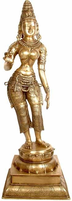 51" Large Goddess Parvati Handcrafted Brass Statue for Home Pooja