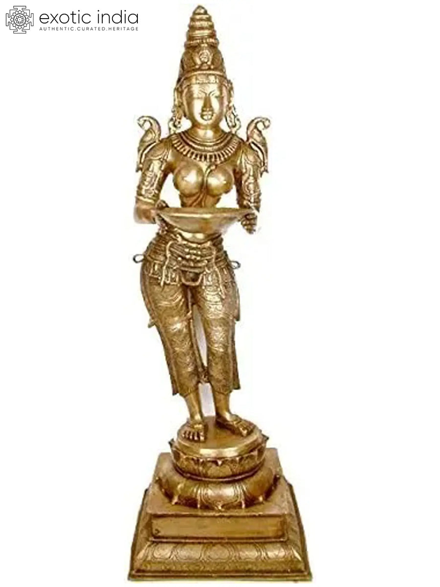 52" Large Lakshmi Brass Statue Handmade for Pooja