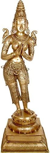 51" Large Namaste Lady Brass Statue Handmade Home Decor